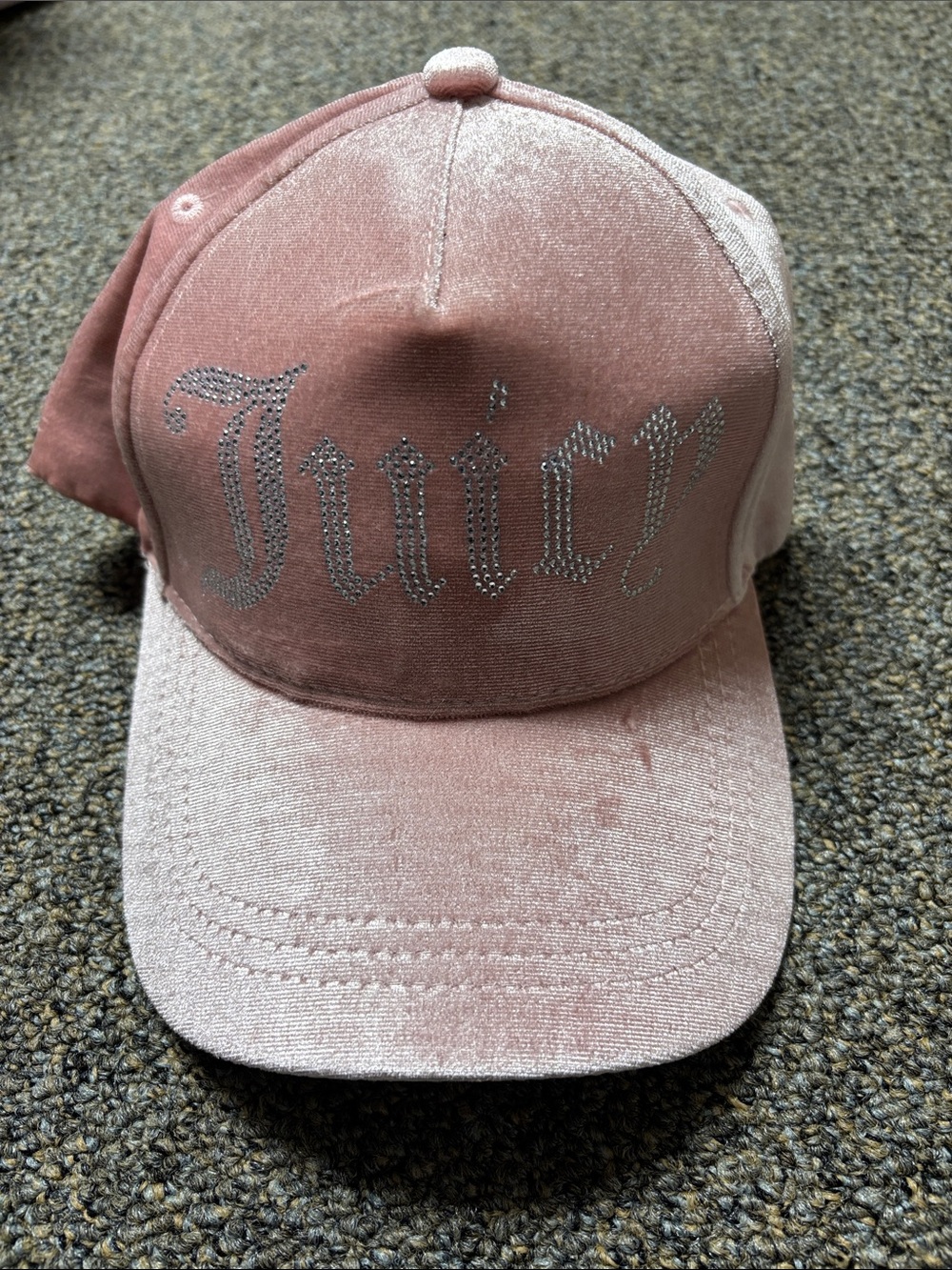 Juicy Couture Blush Pink Velvet Rhinestone Logo Cap